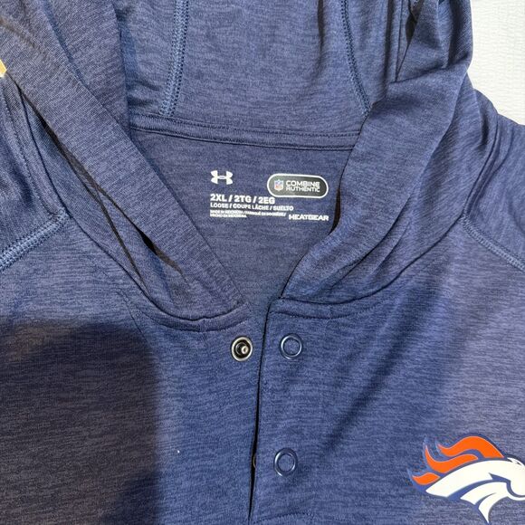 Under Armour NFL Denver Broncos Combine Authentic Blue 2XL 2 Snap Blue Hoodie - Picture 2 of 9